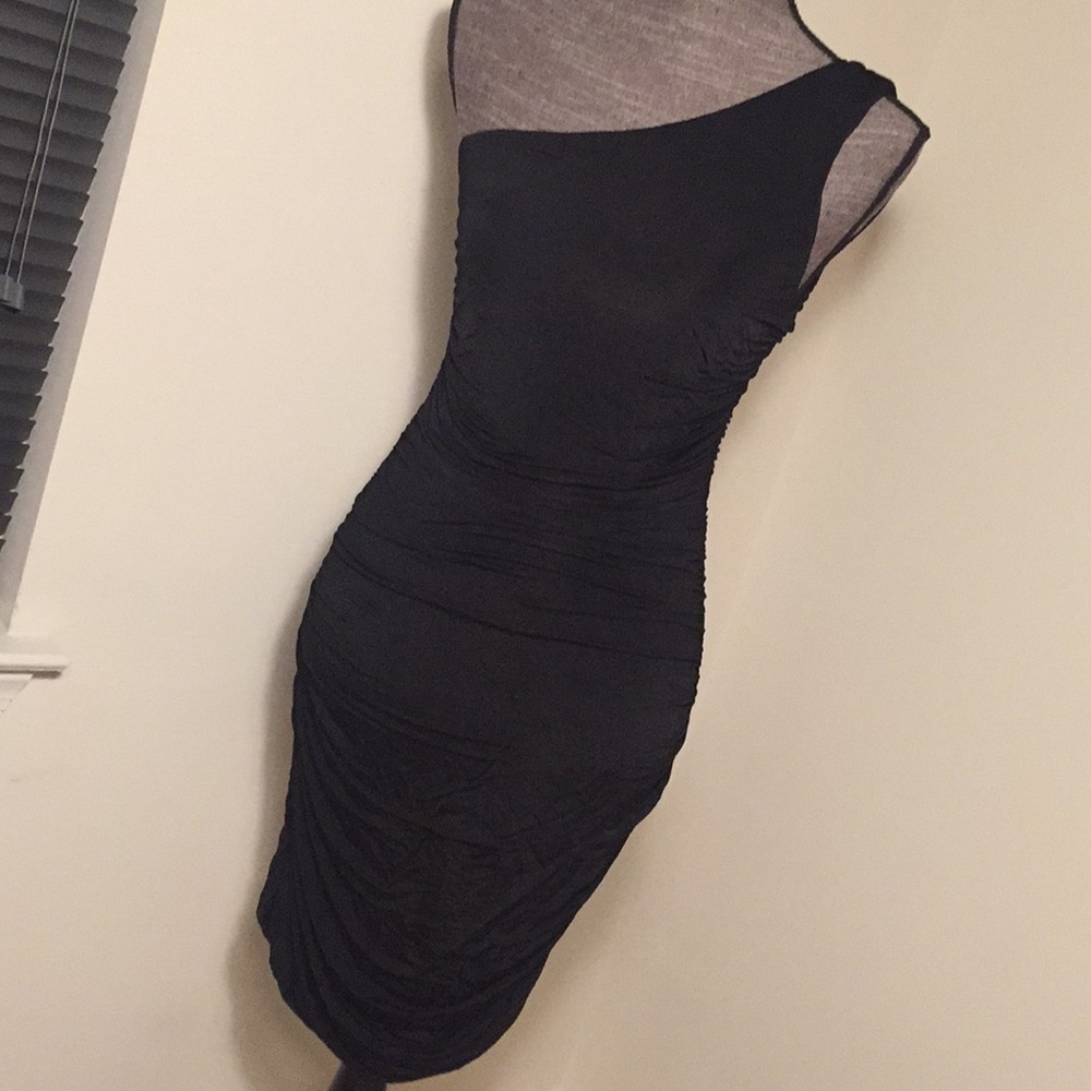 F21 One Sleeve MidLength Cocktail Dress Black
